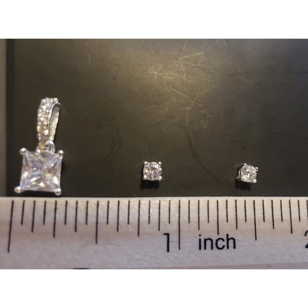 Truly Radiant Sterling CZ Pendant And Earring Set - Picture 2 of 6